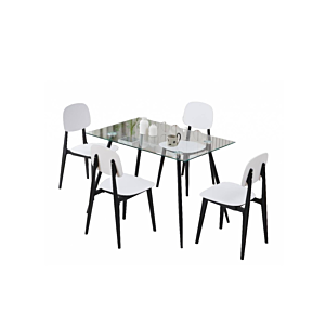 SET TABLE À MANGER INDORE + 4 CHAISES - Blanc / Noir Sets Table avec chaises