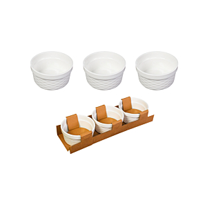 Set Apéritif En Porcelaine 3 Pièces - Blanc