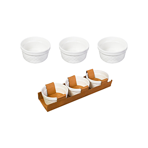 Set Apéritif Rond En Porcelaine 3 Pièces - Blanc