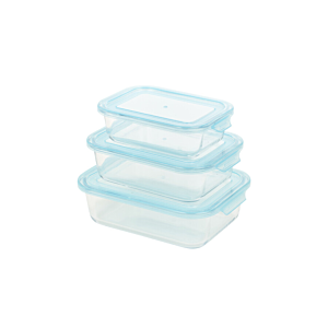 Set De 3 Boîtes À Provision - Blanc / Bleu Rangement cuisine
