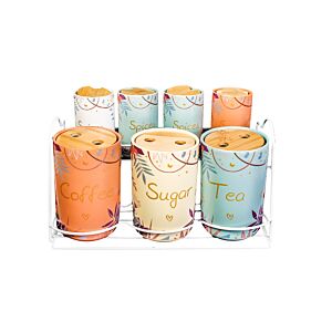 SET DE 7 Boîtes Avec SUPPORT EN METAL - Multicouleur Rangement cuisine