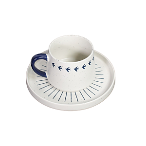 Plat WAVE En Porcelaine 15,24cm - Blanc / Bleu