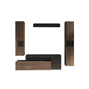 Meuble Tv Mural FREEDOM - Noir / Marron