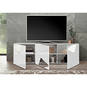 Meuble Tv 3 Portes VITTORIA - Blanc 