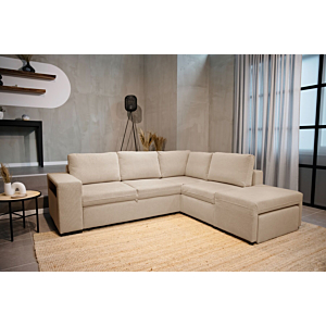 Canapé D'angle NEW NALIA Avec Fontion Lit + Coffre + Pouf
