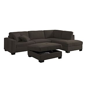 Canapé D'angle NOVA Avec Pouf - Marron
