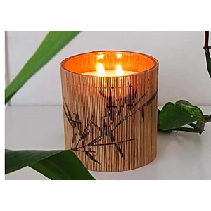 BOUGIE EN BAMBOU ET IMPRIMÉ - Beige