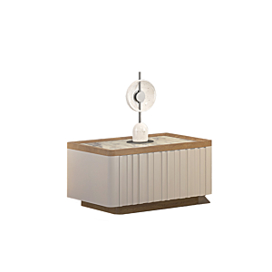 TABLE DE CHEVET LIONTE - Blanc / Beige