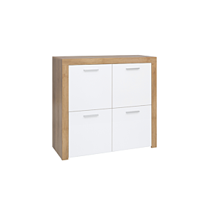 Commode BALDER 4 Portes - Blanc / Chêne Commodes