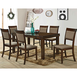SET TABLE À MANGER JULIETTE AVEC 6 CHAISES - Marron
