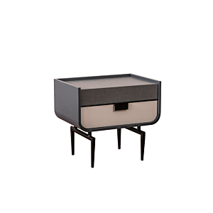 TABLE DE CHEVET PANAMA - Gris / Blanc