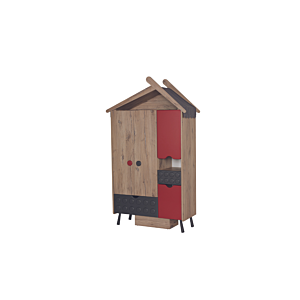 Armoire LEGO - Chêne / Rouge / Gris Armoires