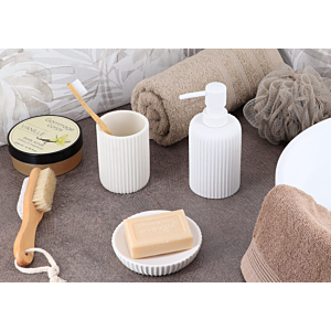 DISTRIBUTEUR à SAVON en resiné Striée 230ml - Blanc