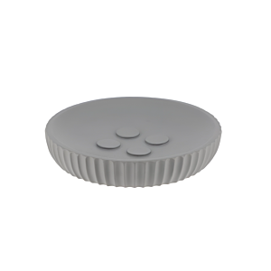 Porte Savon En Résine Striée - Gris Gobelets et distributeurs de savon