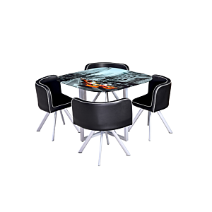 Set table à manger SPACE avec 4 chaises - Noir