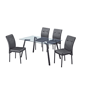 Set table à manger ROSHAN avec 4 chaises - Gris