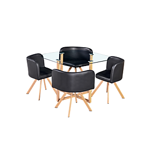Set table à manger PANDEY avec 4 chaises - Noir