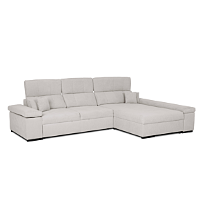 CANAPE D'ANGLE WILBUR REVERSIBLE + Fonction lit + Rangement - Gris Clair