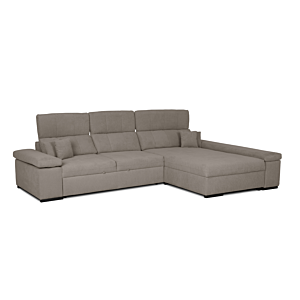 CANAPE D'ANGLE WILBUR REVERSIBLE + Fonction lit + Rangement - Marron