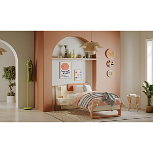 SET CAMILLIA 90x200cm AVEC SOMMIER+ TABLE DE CHEVET - Beige
