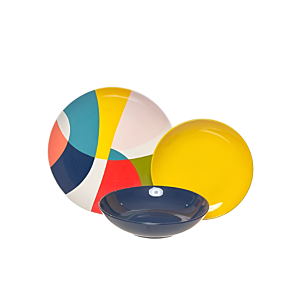 Service de 18 pièces en porcelaine et céramique - Multicouleur Serviteurs