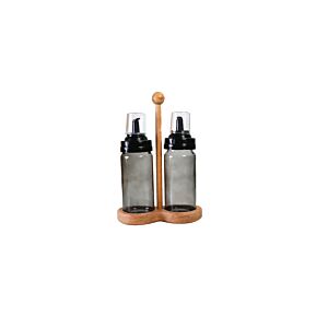 Set D'Huile Et De Vinaigre Avec Support - Noir Rangement cuisine