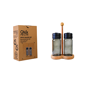 SET DE 2 POTS À ÉPICES AVEC SUPPORT - Noir