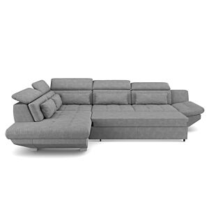 Canapé d'angle gauche NEW ETERNITY avec fonction lit + tiroir - Gris Clair
