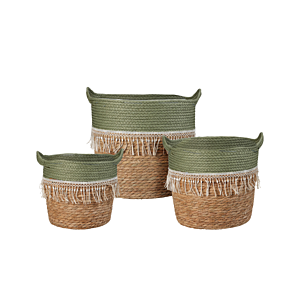 Ensemble De Paniers Rond 3 Pièces - Beige / Vert Paniers et corbeilles