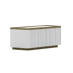 Petit Meuble TV LIONTE - Blanc Meuble TV sur pieds