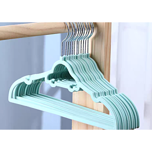 Set de 5 cintres en velours pour enfant - Vert Bleu