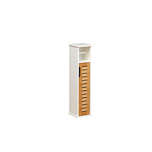 Meuble Salle De Bain 1 Porte - Blanc / Beige Organisateurs