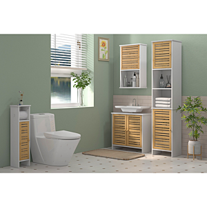 Meuble Salle De Bain 1 Porte - Blanc / Beige