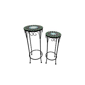 SET DE 2 TABLES GIGONE Rondes CLASSIC CHARM  - Bleu / Vert Meubles jardin