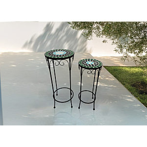 SET DE 2 TABLES GIGONE Rondes CLASSIC CHARM - Bleu / Vert