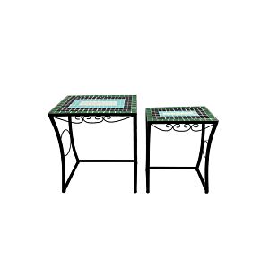 SET DE 2 TABLES GIGONE CLASSIC CHARM – Bleu / Vert Meubles jardin