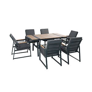 SET TABLE à MANGER ASHWOOD + 6 Chaises - Gris Foncé Meubles jardin