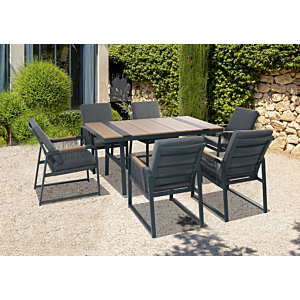 SET TABLE à MANGER ASHWOOD + 6 Chaises - Gris Foncé
