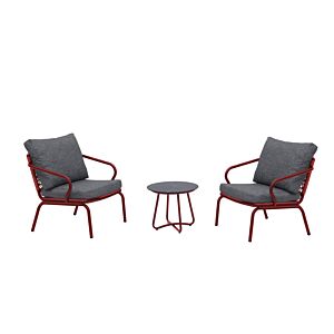 SET BALCON ALICIA Avec TABLE BASSE - Gris Foncé / Rouge Meubles jardin