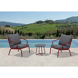 SET BALCON ALICIA Avec TABLE BASSE - Gris Foncé / Rouge