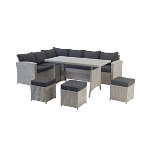 COIN TIMOR + 3 POUFS Et TABLE HAUTE - Gris Foncé