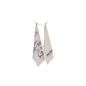 SET DE 2 TORCHON 50x70cm  - Beige / noir Nappe et serviettes