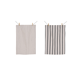 SET De 2 TORCHONS COTON IMPRIMÉ 50x70cm - Gris Nappe et serviettes