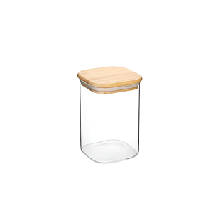 Bocal En Verre Avec Couvercle Bambou 1100ml - Blanc Art de la table-printemps