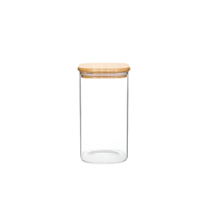 Bocal En Verre Avec Couvercle Bambou 1400ml - Blanc