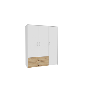 ARMOIRE CULGOA 3PORTES + 2TIROIRS – Chêne / Blanc Armoires