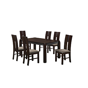 SET ROBUSTA TABLE + 6 CHAISES - Marron