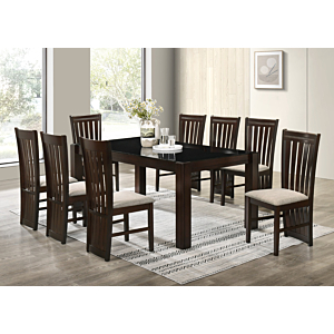 SET BARISTA TABLE + 8 CHAISES - Marron