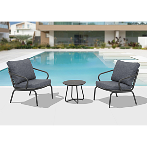 SET BALCON ALICIA Avec TABLE BASSE - GRIS