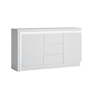Commode WHITE LYON avec 2 portes et 3 tiroirs - Blanc Séjour Ramadan